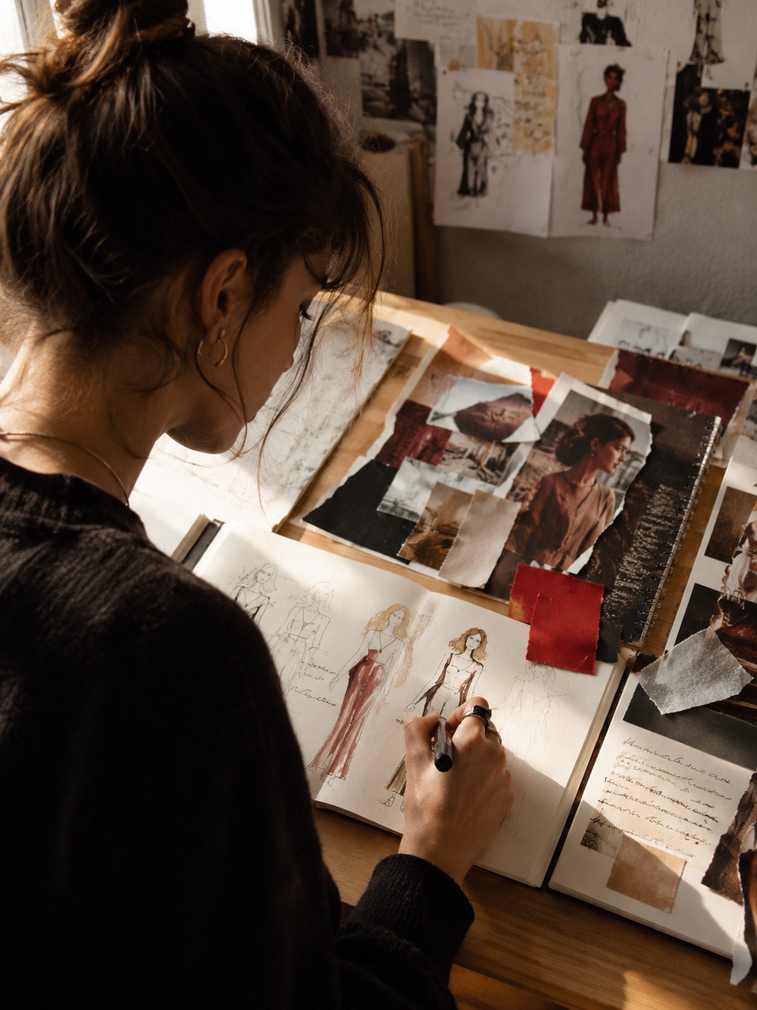 Student sketching brand ideas