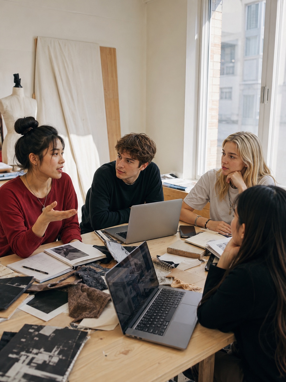 Students working in teams on a brand brief